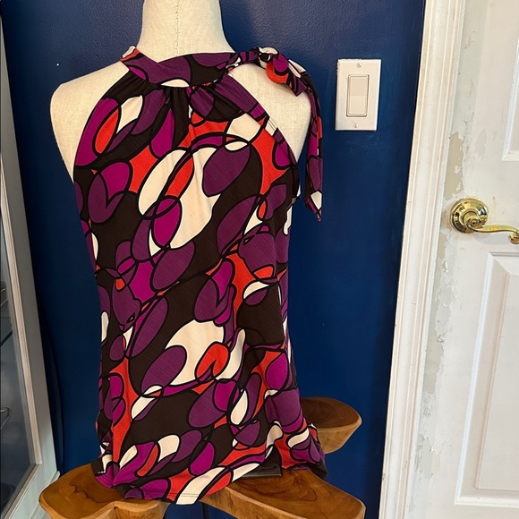 Women’s NY Collection Geometric Print Polyester & Spandex Sleeveless Top Size M - Picture 6 of 8